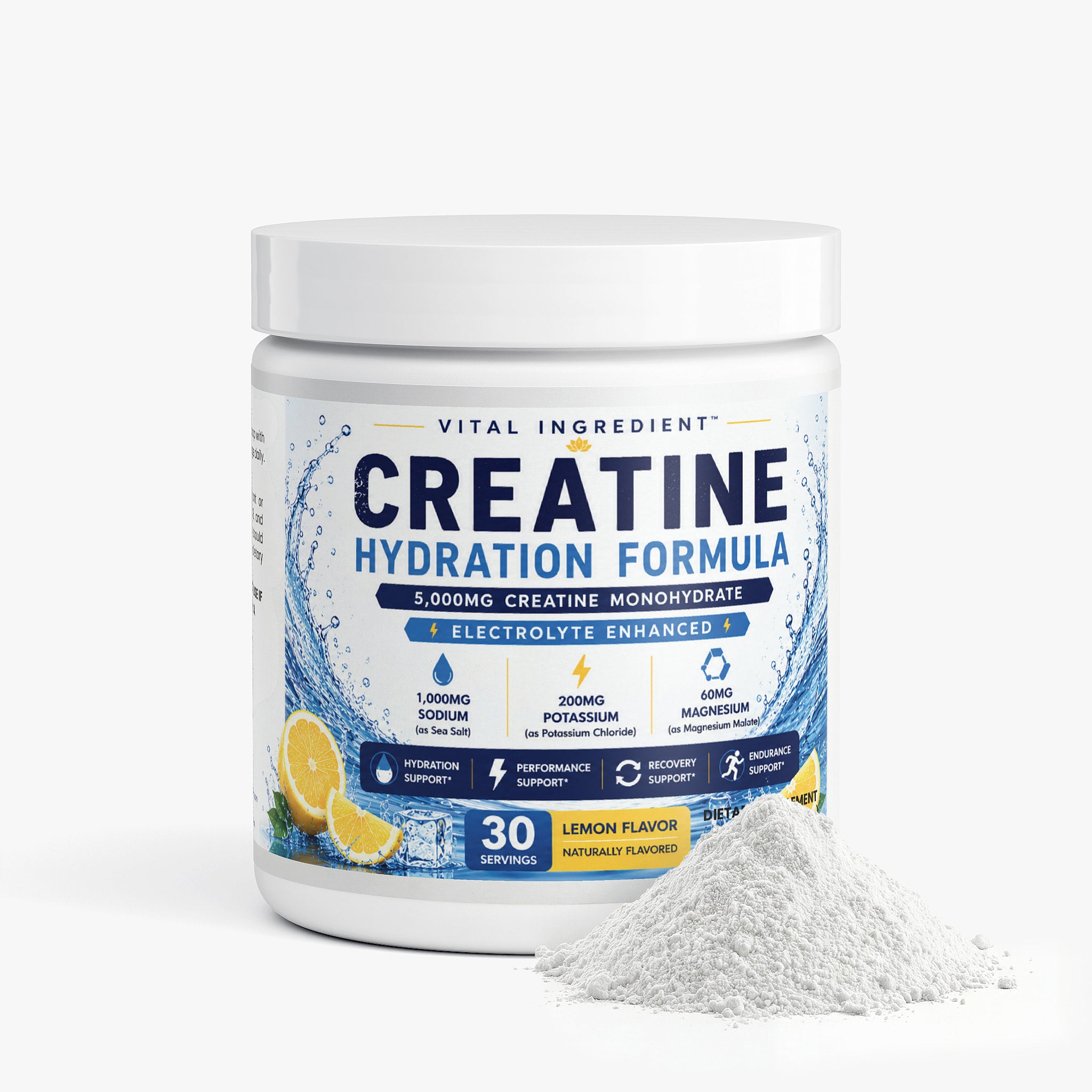 Creatine Hydration Powder | 5000mg Creatine + Electrolytes | Lemon Flavor