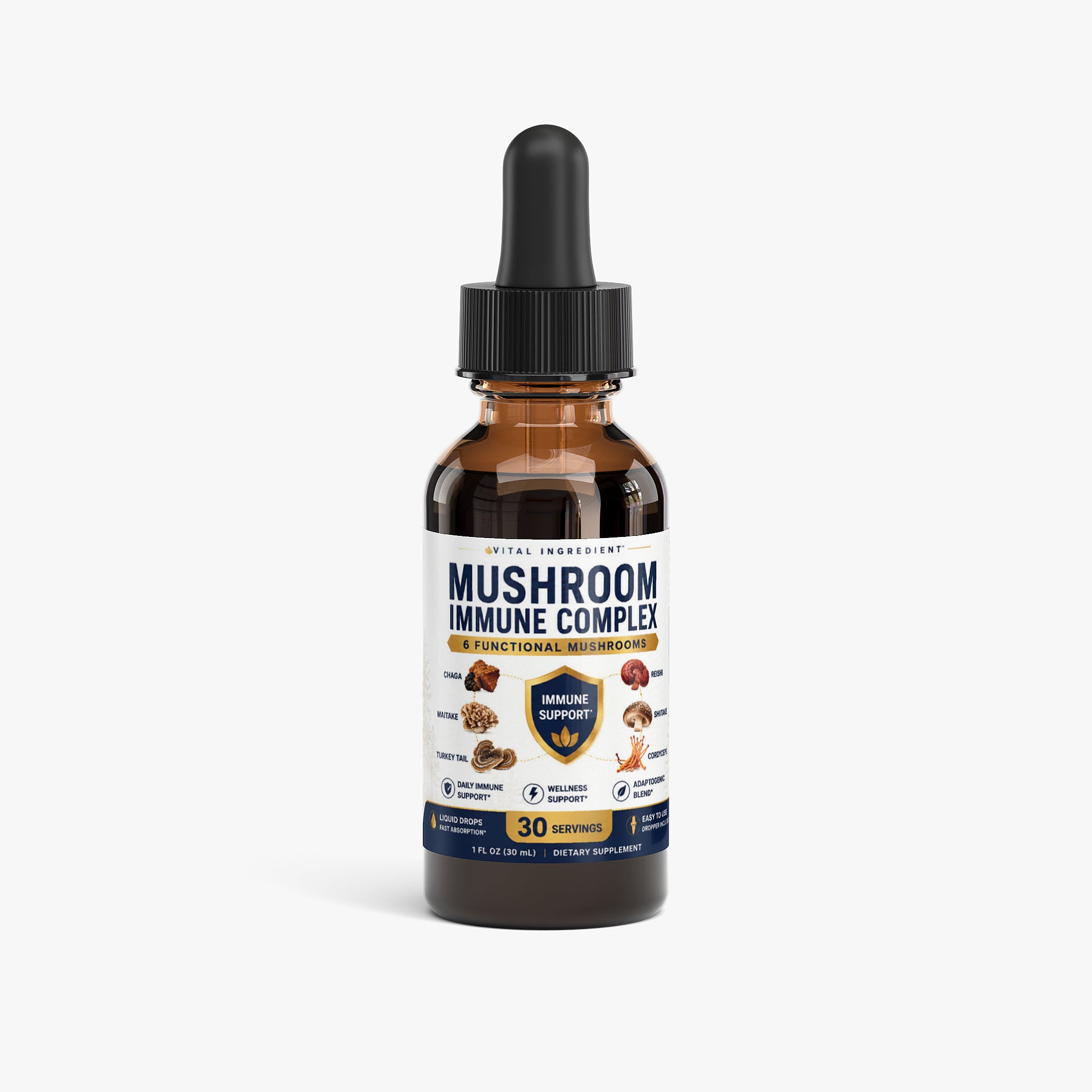 Adaptogen Immunity Drops | 6-Mushroom Liquid Blend | Daily Immune Support