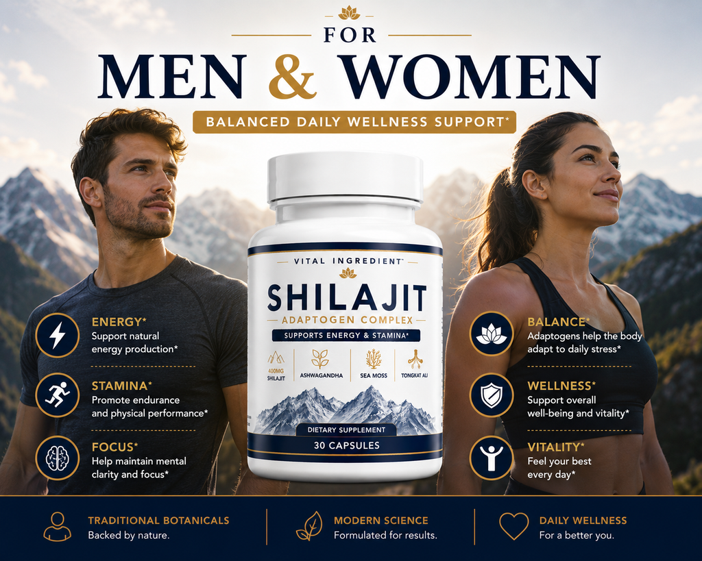 Shilajit Adaptogen Complex | Energy, Focus & Stamina | 4-Herb Concentrated Formula