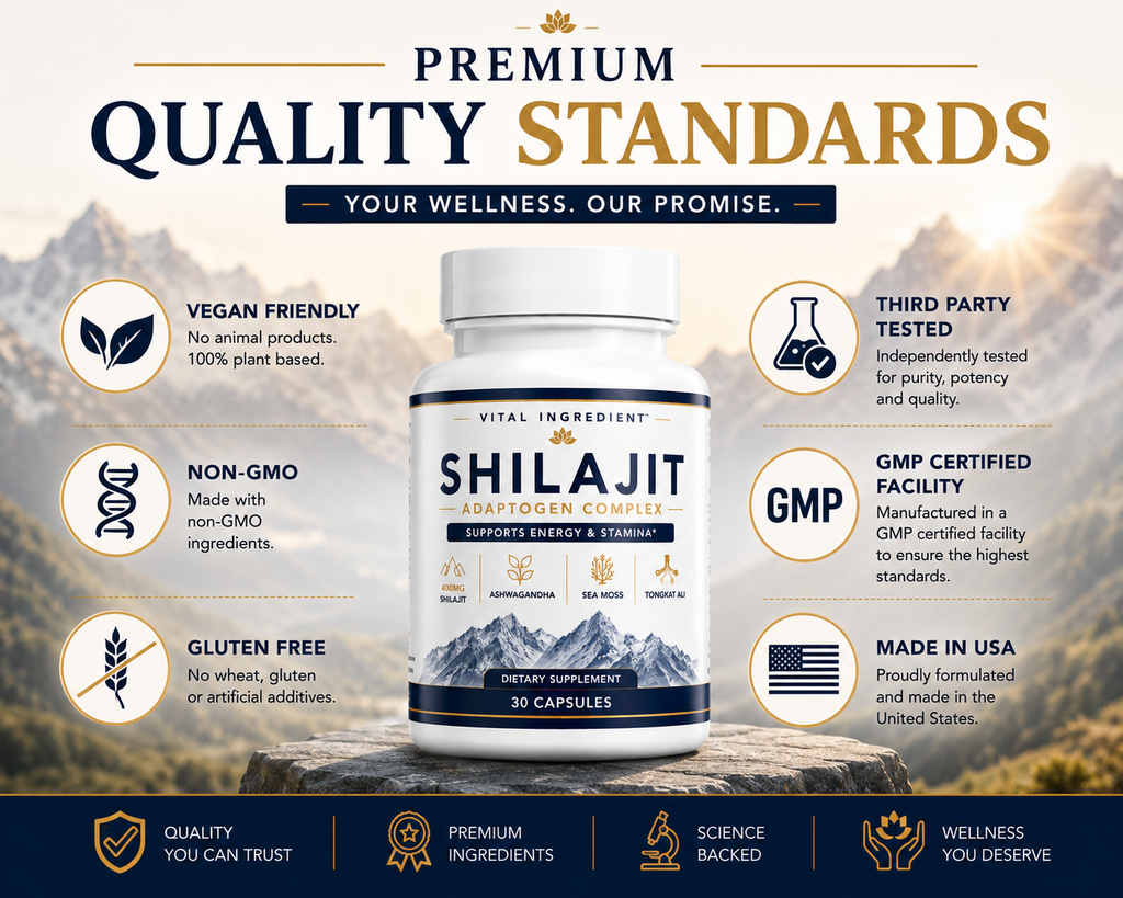 Shilajit Adaptogen Complex | Energy, Focus & Stamina | 4-Herb Concentrated Formula