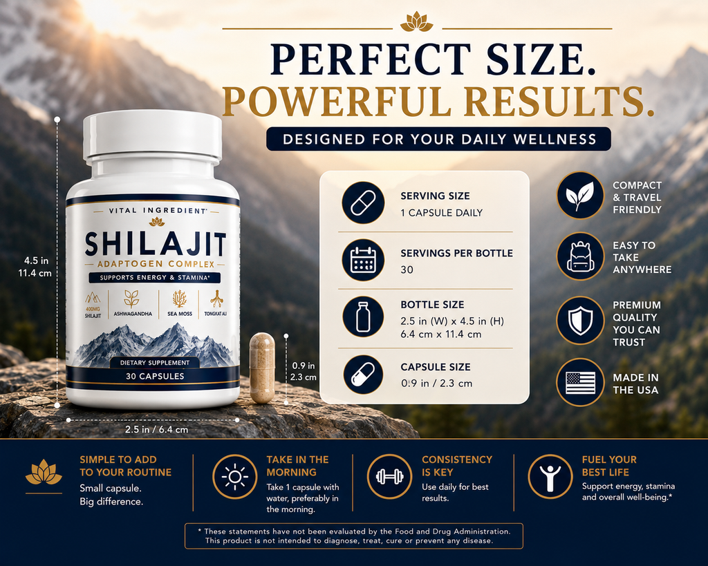 Shilajit Adaptogen Complex | Energy, Focus & Stamina | 4-Herb Concentrated Formula