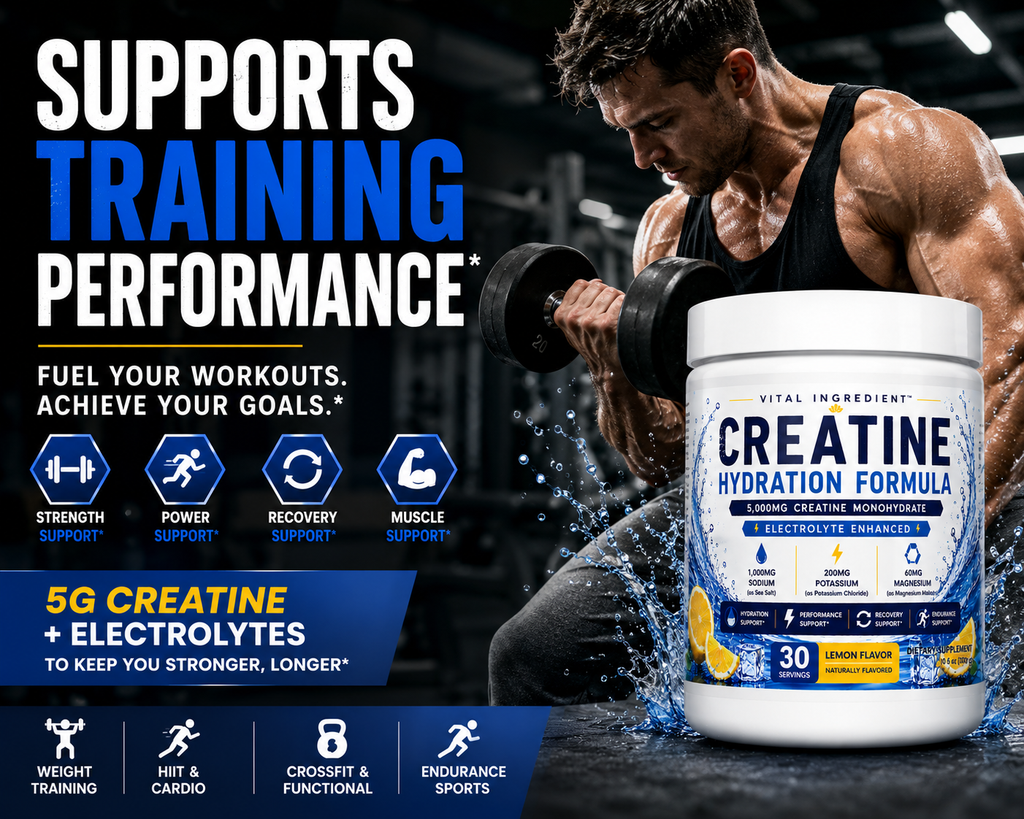 Creatine Hydration Powder | 5000mg Creatine + Electrolytes | Lemon Flavor