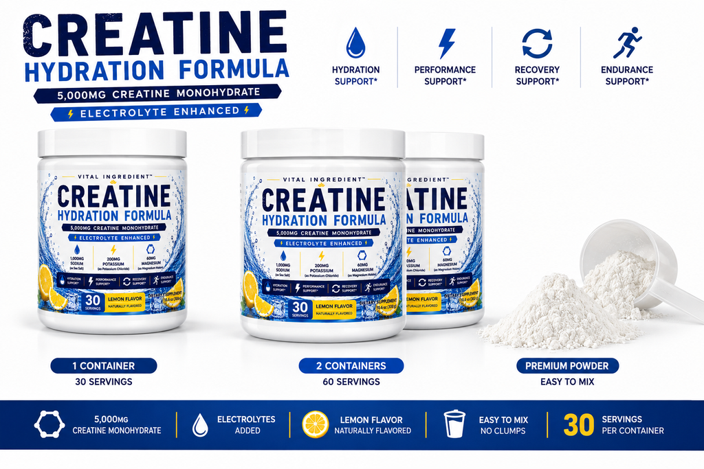 Creatine Hydration Powder | 5000mg Creatine + Electrolytes | Lemon Flavor