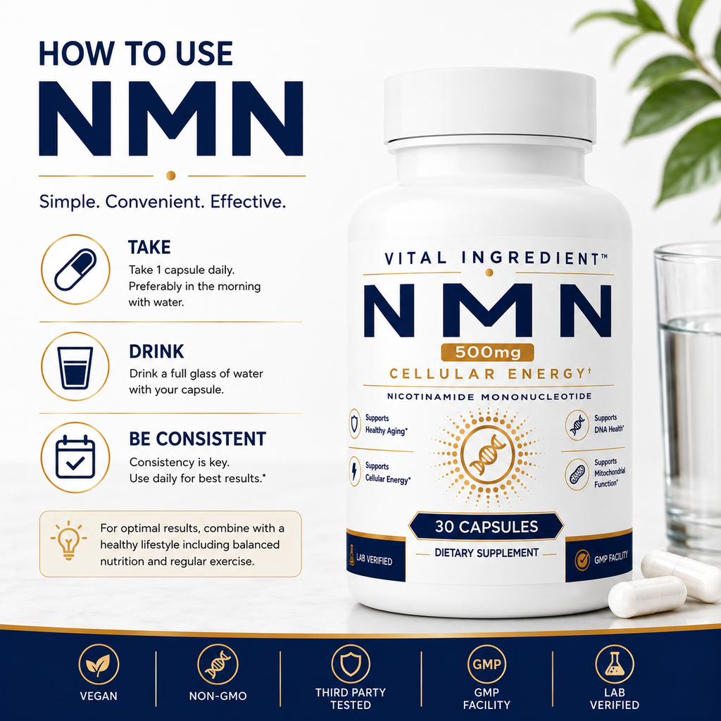 NMN 500mg Capsules | High-Purity NAD+ Precursor Supplement