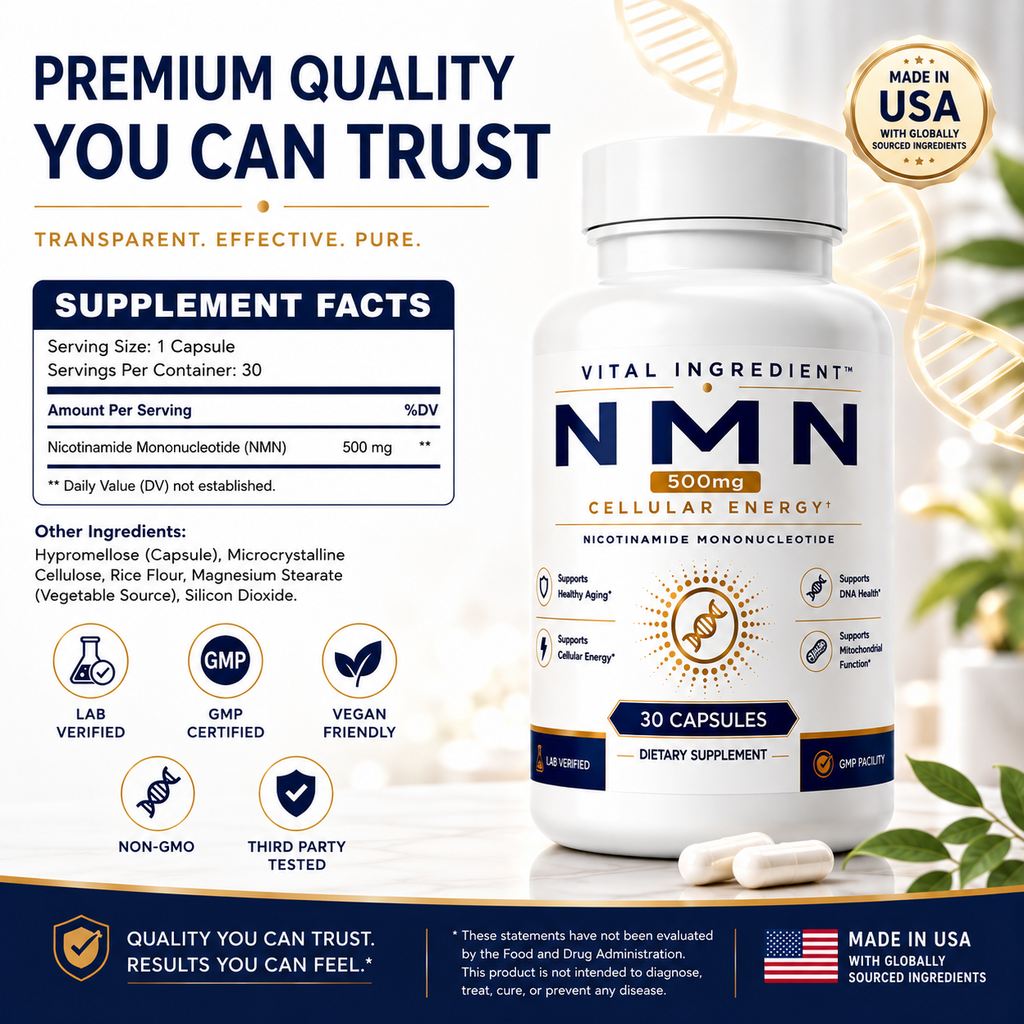 NMN 500mg Capsules | High-Purity NAD+ Precursor Supplement