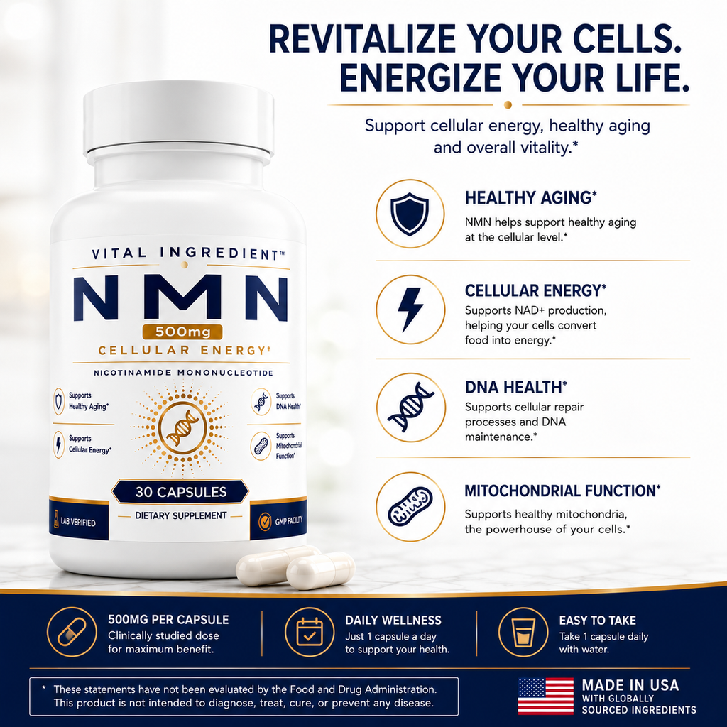 NMN 500mg Capsules | High-Purity NAD+ Precursor Supplement