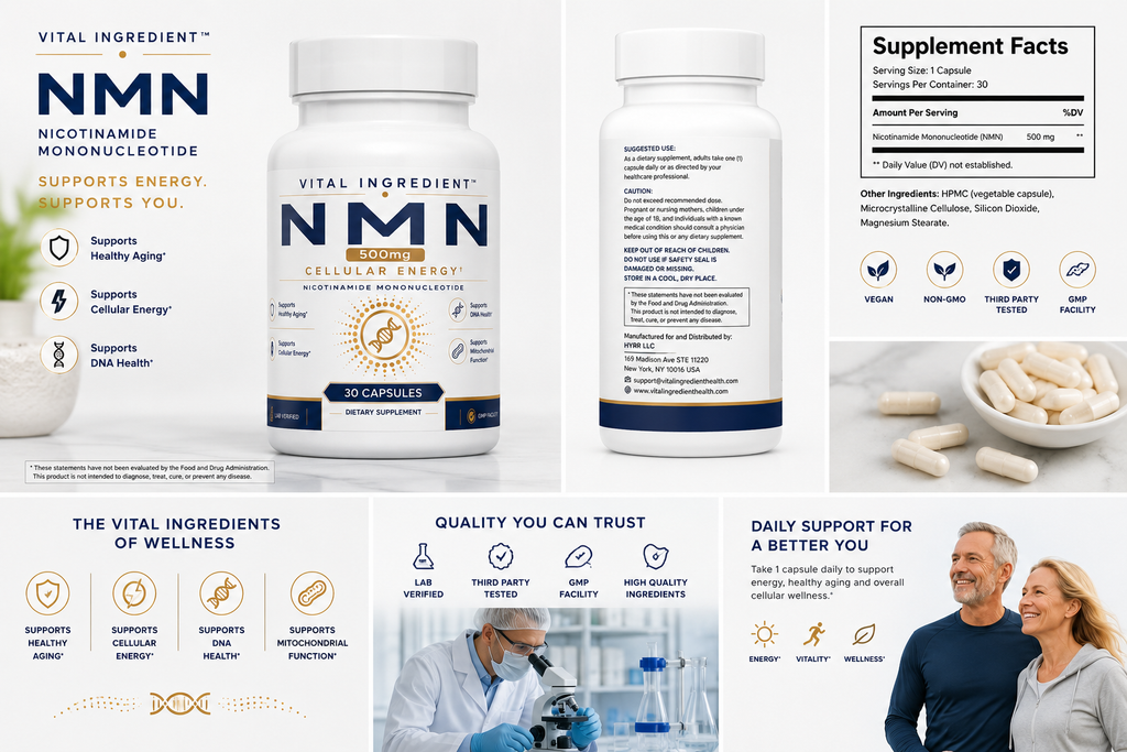 NMN 500mg Capsules | High-Purity NAD+ Precursor Supplement