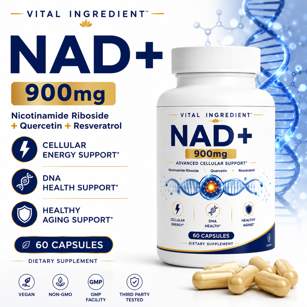 NAD+ 500mg Capsules | with Quercetin & Resveratrol | Cellular Energy & Longevity