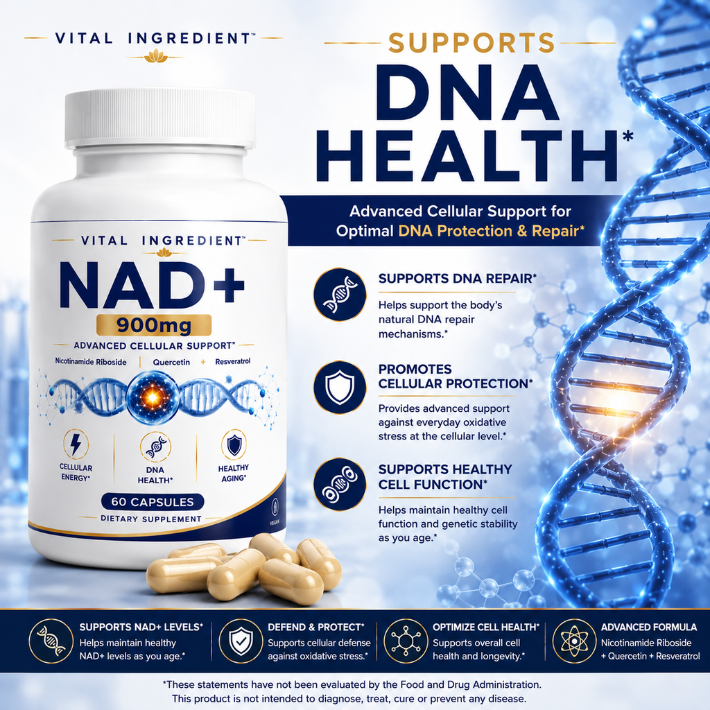 NAD+ 500mg Capsules | with Quercetin & Resveratrol | Cellular Energy & Longevity