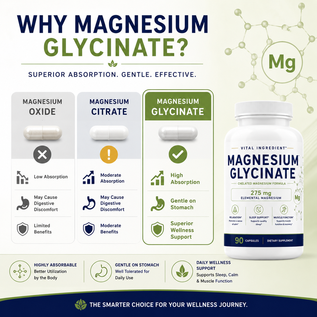 Magnesium Glycinate Capsules | 275mg Elemental Magnesium | Sleep & Relaxation Support