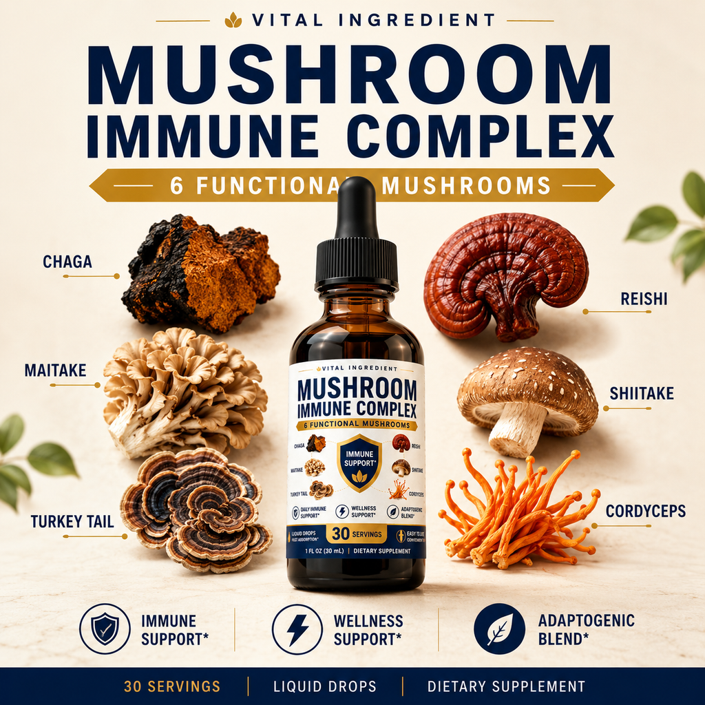 Adaptogen Immunity Drops | 6-Mushroom Liquid Blend | Daily Immune Support