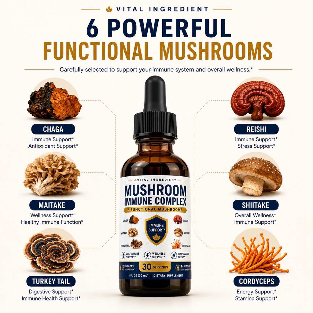 Adaptogen Immunity Drops | 6-Mushroom Liquid Blend | Daily Immune Support