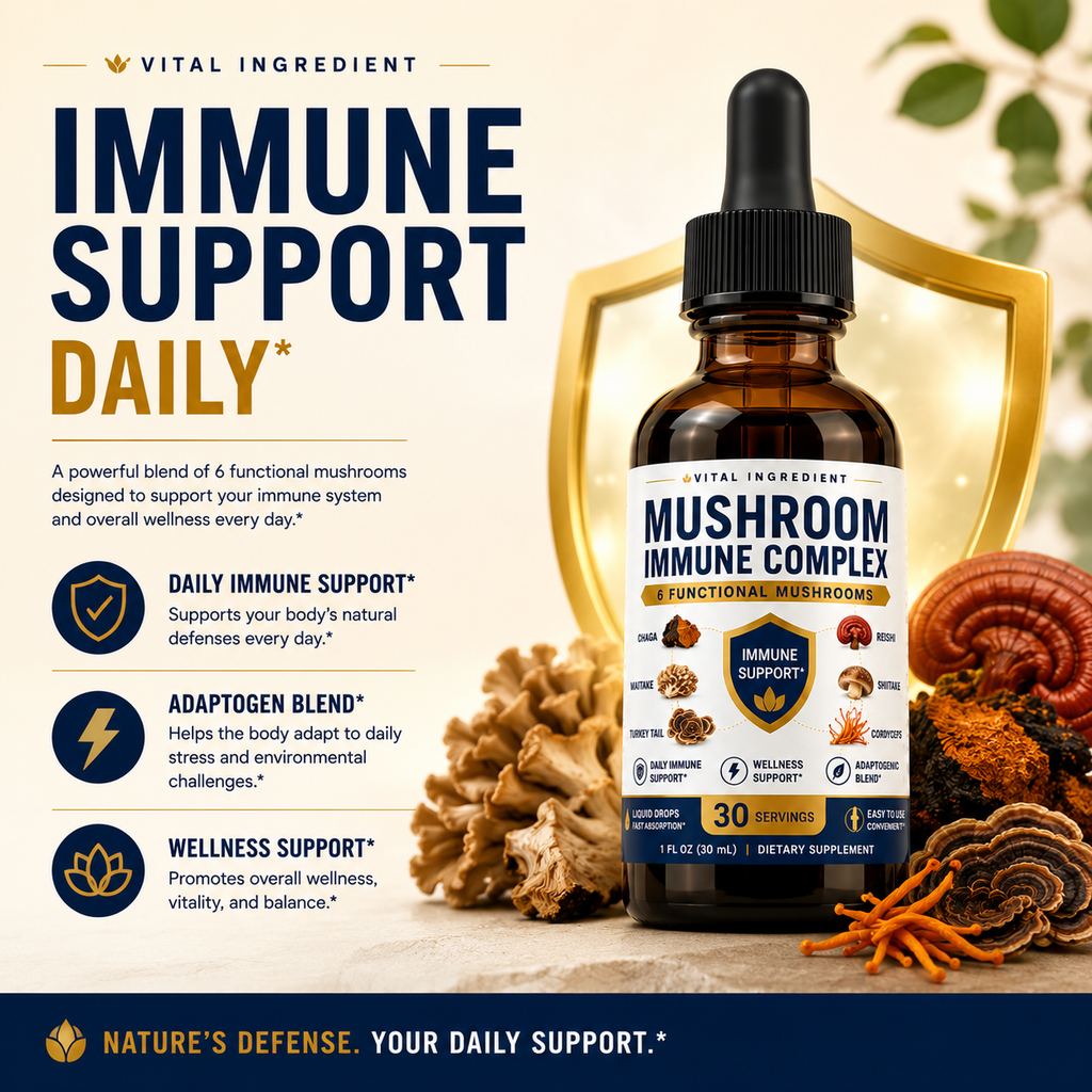 Adaptogen Immunity Drops | 6-Mushroom Liquid Blend | Daily Immune Support