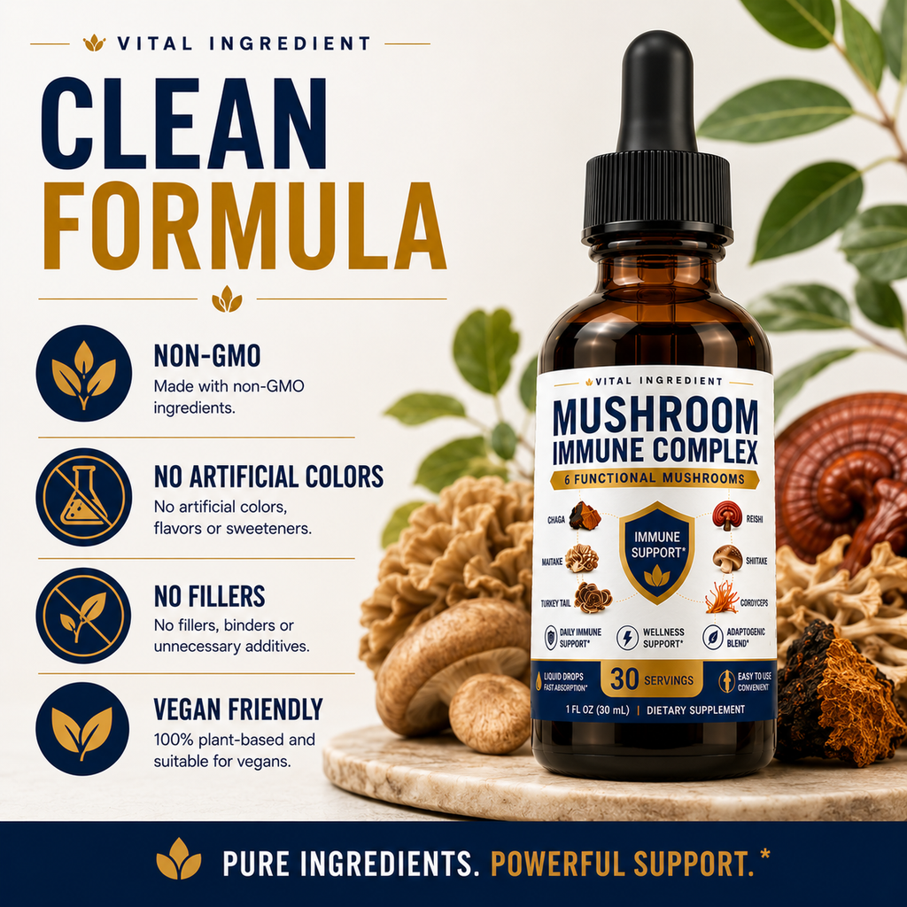 Adaptogen Immunity Drops | 6-Mushroom Liquid Blend | Daily Immune Support