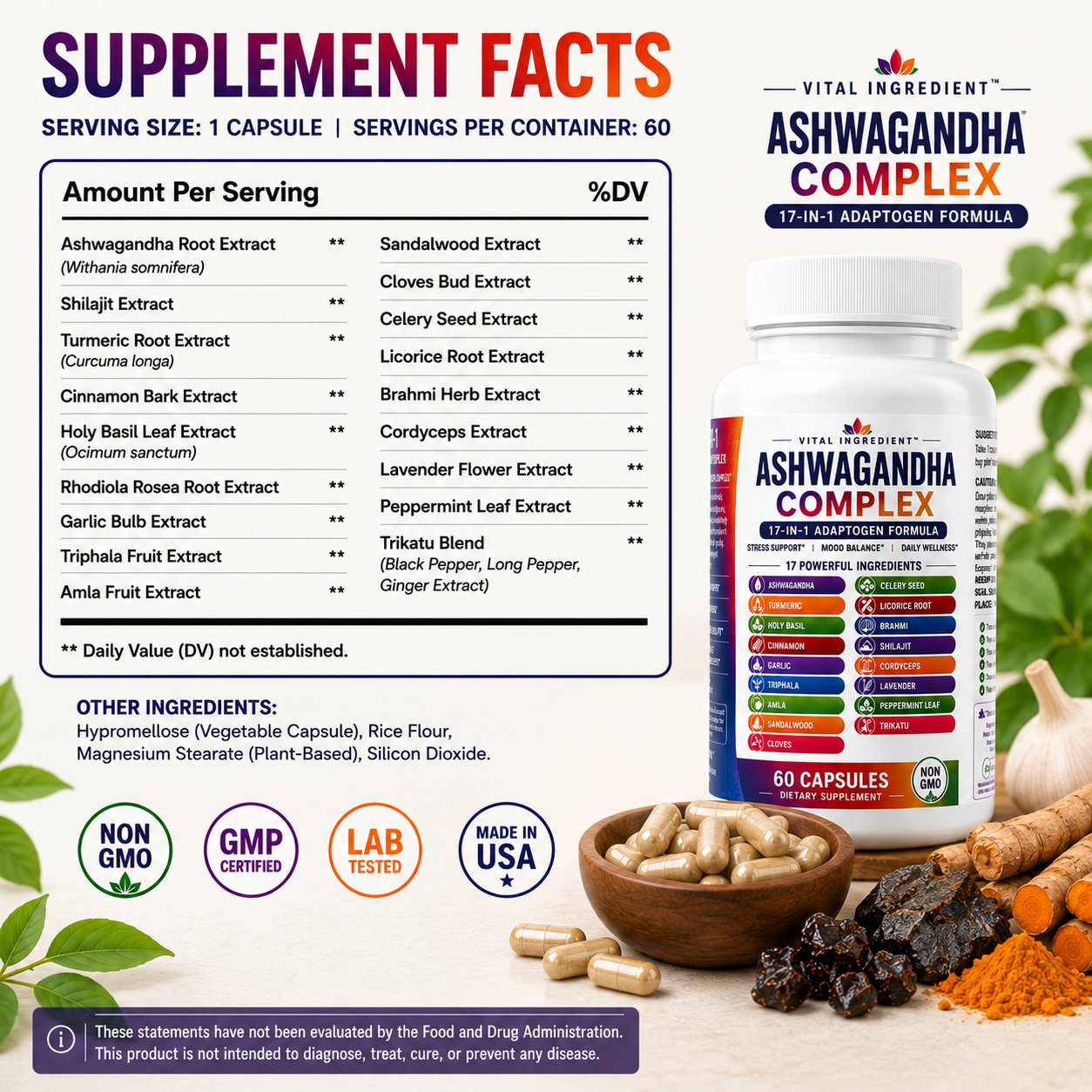 Ashwagandha Complex | 20-Herb Ayurvedic Blend | Stress, Energy & Balance Support