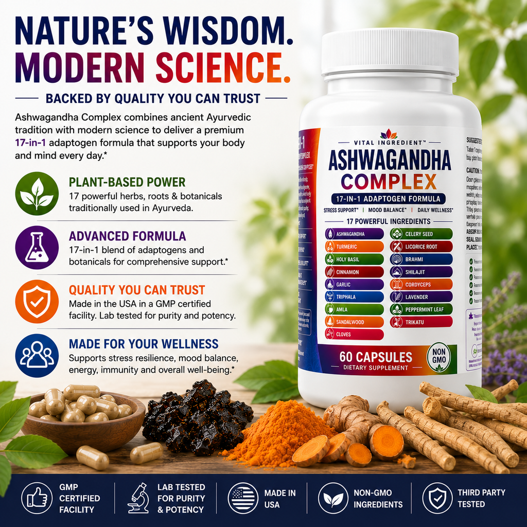 Ashwagandha Complex | 20-Herb Ayurvedic Blend | Stress, Energy & Balance Support