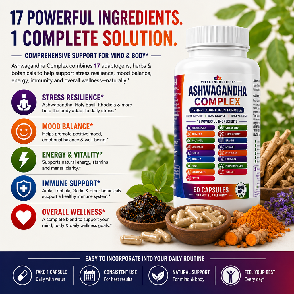 Ashwagandha Complex | 20-Herb Ayurvedic Blend | Stress, Energy & Balance Support
