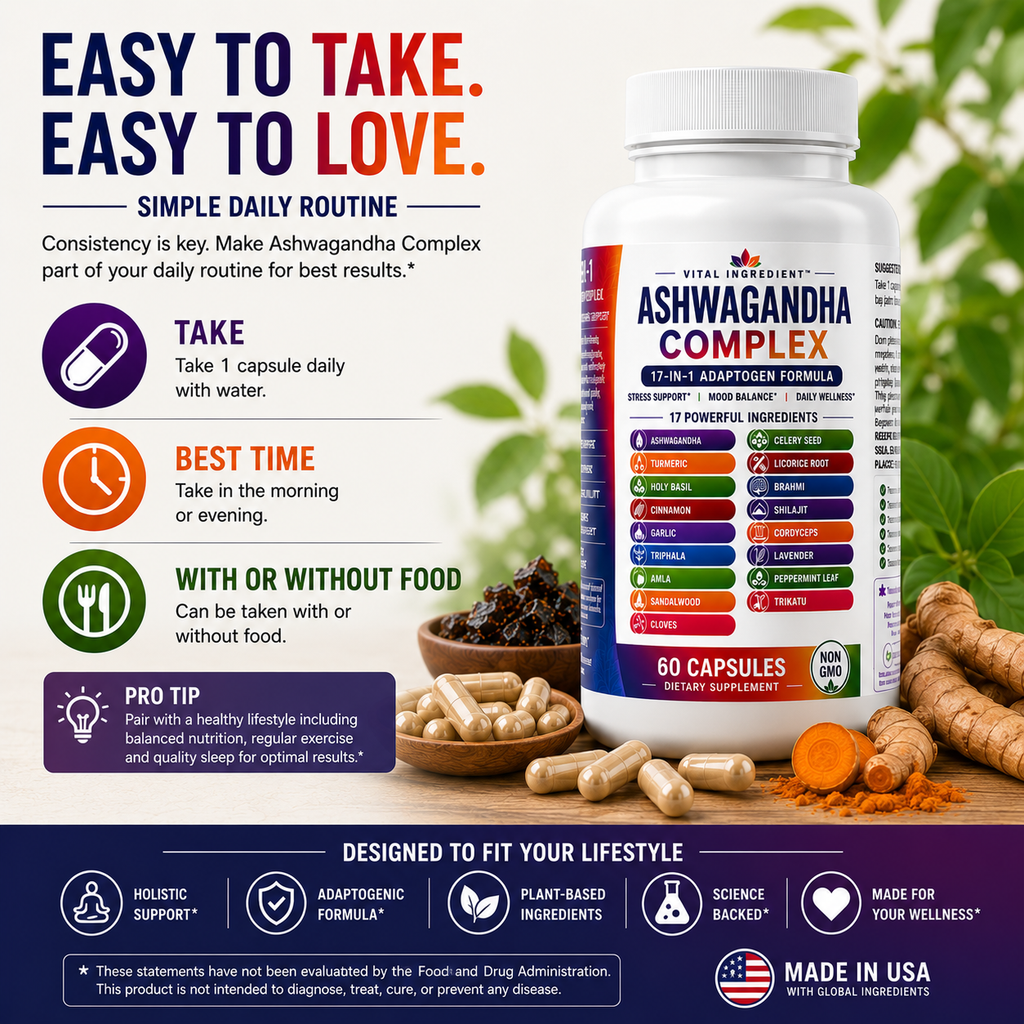 Ashwagandha Complex | 20-Herb Ayurvedic Blend | Stress, Energy & Balance Support